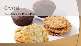  Presentation with cracker - Slide deck having chocolate-cupcakes-cookie-with-almond background and a light gray colored foreground