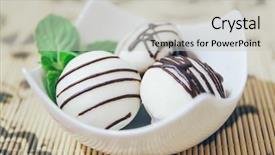  Presentation with dark homemade chocolate bars - Colorful slide deck enhanced with chocolate cupcakes-homemade chocolate cupcake backdrop and a  colored foreground