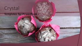  Presentation with cupcakes - Beautiful slide deck featuring chocolate-cupcakes-in-pink-paper backdrop and a violet colored foreground