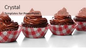  Presentation with white chocolate - PPT theme enhanced with chocolate cupcakes isolated on white background and a  colored foreground