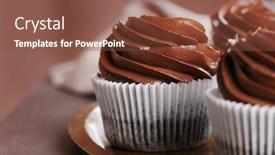  Presentation with cupcakes - PPT theme enhanced with chocolate cupcakes on a tray over grey background close up background and a tawny brown colored foreground