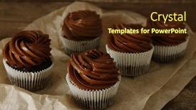  Presentation with cupcakes - Slide deck consisting of chocolate cupcakes on baker paper over wooden background background and a tawny brown colored foreground
