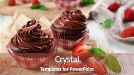  Presentation with cupcakes - Audience pleasing presentation design consisting of chocolate cupcakes on craftpaper closeup backdrop and a  colored foreground
