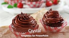  Presentation with closeup of halloween cupcake - Audience pleasing slide set consisting of chocolate cupcakes on craftpaper closeup backdrop and a  colored foreground