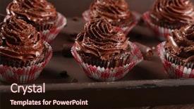  Presentation with cupcakes - PPT theme with chocolate cupcakes on metal tray background and a  colored foreground