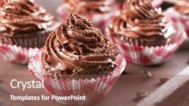  Presentation with closeup of halloween cupcake - Beautiful PPT layouts featuring chocolate cupcakes on metal tray backdrop and a  colored foreground