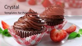  Presentation with closeup of halloween cupcake - Audience pleasing presentation theme consisting of chocolate cupcakes on plate closeup backdrop and a  colored foreground