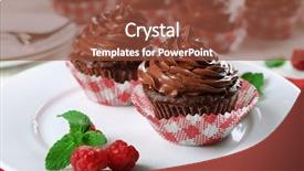  Presentation with cupcakes - Amazing slide deck having chocolate cupcakes on plate closeup backdrop and a  colored foreground