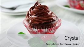  Presentation with cupcakes - Cool new slides with chocolate cupcakes on plate closeup backdrop and a  colored foreground