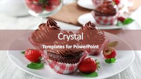  Presentation with cupcakes - Colorful theme enhanced with chocolate cupcakes on plate closeup backdrop and a  colored foreground