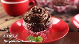  Presentation with closeup of halloween cupcake - Audience pleasing PPT theme consisting of chocolate cupcakes on saucer closeup backdrop and a  colored foreground