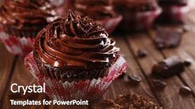  Presentation with cupcakes - Presentation consisting of chocolate cupcakes on wooden background background and a  colored foreground