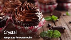 Presentation with cupcakes - Audience pleasing PPT layouts consisting of chocolate cupcakes on wooden background backdrop and a  colored foreground