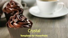  Presentation with coffee chocolate - PPT theme with chocolate cupcakes served with coffee background and a violet colored foreground