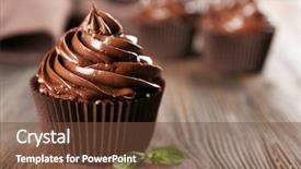  Presentation with chocolate - Cool new slide deck with chocolate cupcakes with mint backdrop and a tawny brown colored foreground