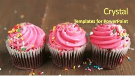  Presentation with cupcakes - Slide set featuring chocolate cupcakes with pink icing background and a tawny brown colored foreground
