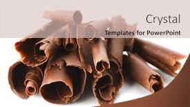  Presentation with white chocolate - Audience pleasing PPT layouts consisting of chocolate-curls-isolated-on-white backdrop and a soft green colored foreground