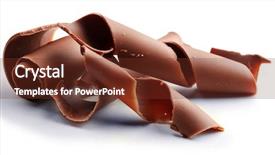  Presentation with white chocolate - Presentation theme having chocolate curls isolated on white background and a tawny brown colored foreground