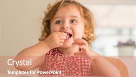  Presentation with blue eyes technology eye scan - Cool new presentation theme with sugar house - beautiful blonde child with blue backdrop and a coral colored foreground