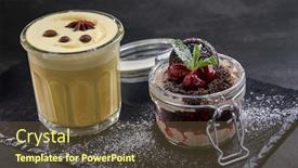  Presentation with chocolate dessert - Slide deck featuring chocolate-dessert-and-turmeric-cappuccino background and a tawny brown colored foreground