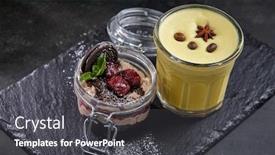  Presentation with turmeric - PPT theme with chocolate-dessert-and-turmeric-cappuccino background and a dark gray colored foreground