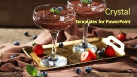  Presentation with chocolate dessert - Theme having chocolate dessert in glasses and fresh berries on color wooden background background and a tawny brown colored foreground