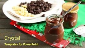  Presentation with chocolate dessert - Slides enhanced with chocolate dessert in small glass background and a tawny brown colored foreground