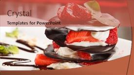  Presentation with chocolate strawberry - Audience pleasing presentation consisting of chocolate dessert with strawberry backdrop and a red colored foreground