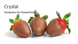  Presentation with chocolate strawberry - Colorful PPT layouts enhanced with chocolate dipped strawberries placed backdrop and a white colored foreground