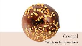  Presentation with white chocolate - PPT theme featuring chocolate-donut-with-peanuts-isolated background and a yellow colored foreground