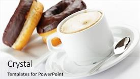  Presentation with donuts chocolate - PPT theme having chocolate donuts with coffee background and a  colored foreground