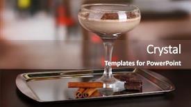 Presentation with cocktail - Theme enhanced with chocolate drink - cream cocktail on table background and a  colored foreground