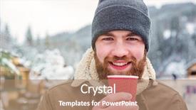  Presentation with friends eating and drinking wine - Slides consisting of chocolate drink - portrait of cheerful attractive bearded background and a coral colored foreground