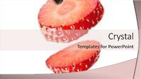  Presentation with chocolate strawberry - Amazing PPT theme having chocolate drop on falling strawberry isolated on white backdrop and a lemonade colored foreground