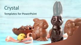 Presentation with easter - Colorful theme enhanced with chocolate easter bunnies on color backdrop and a cool aqua colored foreground