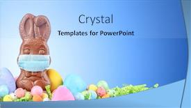  Presentation with medical face mask - Presentation theme featuring chocolate-easter-bunny-surrounded background and a light blue colored foreground