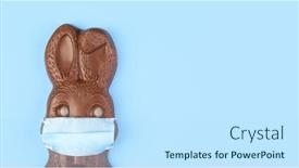  Presentation with medical face mask - Amazing slide set having chocolate-easter-bunny-wearing backdrop and a sky blue colored foreground