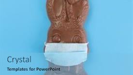  Presentation with social distancing - Theme consisting of chocolate-easter-bunny-wearing background and a light blue colored foreground