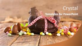  Presentation with egg - Slide deck enhanced with chocolate-easter-egg-chocolate-chicken background and a coral colored foreground