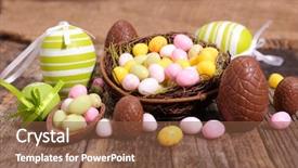  Presentation with egg - Presentation theme having chocolate easter egg background and a tawny brown colored foreground