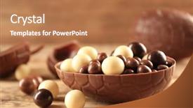  Presentation with chocolate - Cool new slides with chocolate easter eggs and candies backdrop and a coral colored foreground