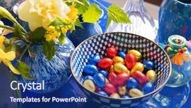  Presentation with daffodil - Cool new PPT theme with chocolate easter eggs and daffodil backdrop and a ocean colored foreground