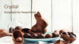  Presentation with rabbit - Cool new slides with chocolate easter eggs and rabbit backdrop and a sky blue colored foreground