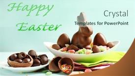 Presentation with rabbit - Slides consisting of chocolate easter eggs and rabbit background and a cool aqua colored foreground