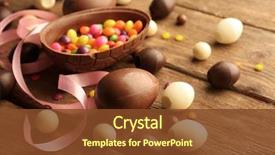  Presentation with sweets - Colorful slide deck enhanced with chocolate easter eggs and sweets backdrop and a tawny brown colored foreground