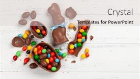  Presentation with greeting card - Theme consisting of chocolate-easter-eggs-choco-rabbit background and a lemonade colored foreground