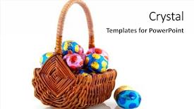  Presentation with easter basket - PPT theme having chocolate easter eggs in wicked basket isolated over white background background and a white colored foreground