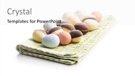  Presentation with sweet candy - Cool new slide set with chocolate-easter-eggs-sweet-candy backdrop and a white colored foreground