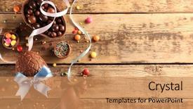  Presentation with chocolate - Audience pleasing PPT theme consisting of chocolate easter eggs with color backdrop and a coral colored foreground