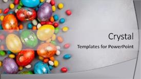  Presentation with blue orange - Amazing PPT theme having chocolate easter sweets on grey backdrop and a light gray colored foreground